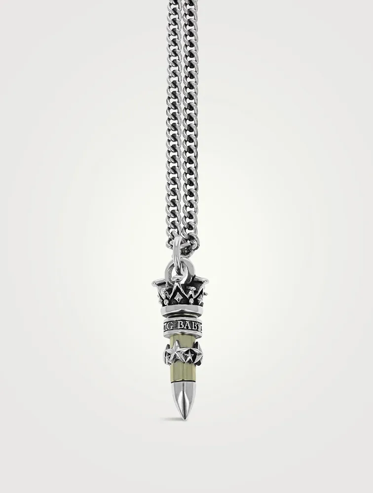 Silver .22 Caliber Bullet Pendant Necklace