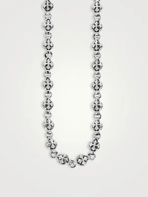 Silver Round MB Cross Link Chain Necklace