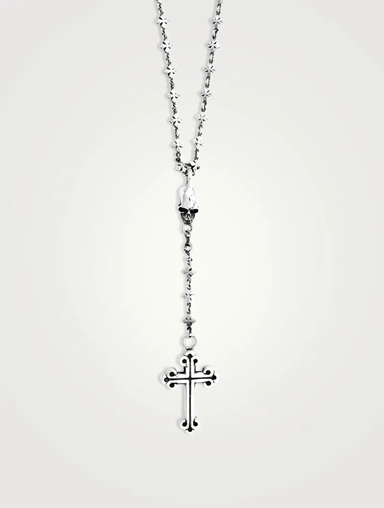 MB Cross Chain Skull Rosary Necklace