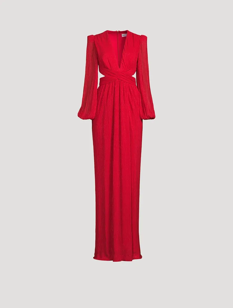 Samantha Plissé Cut-Out Gown