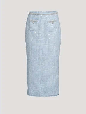 Sequin Boucle Midi Skirt