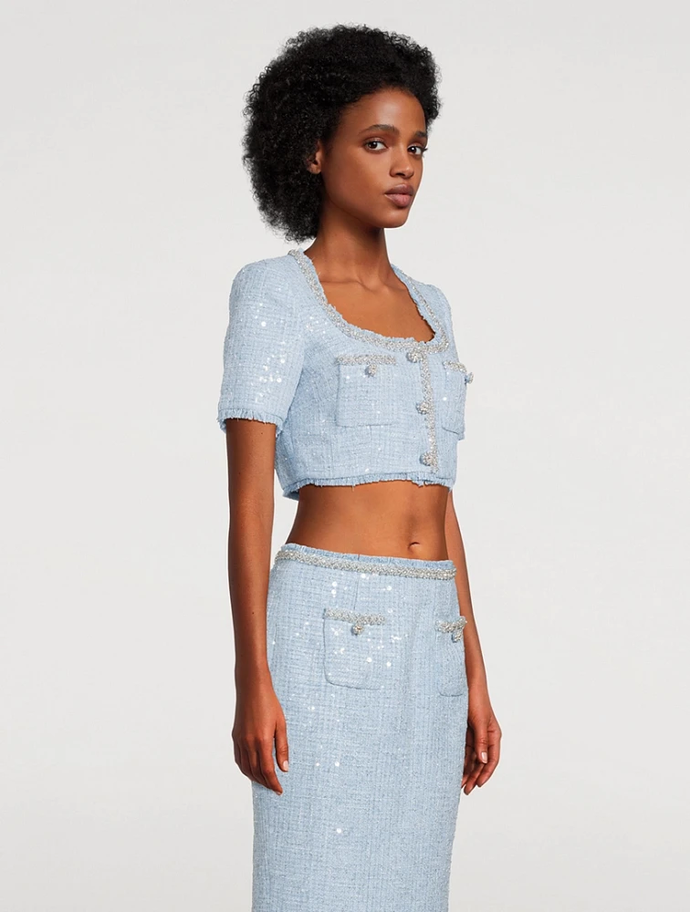 Sequin Boucle Crop Top