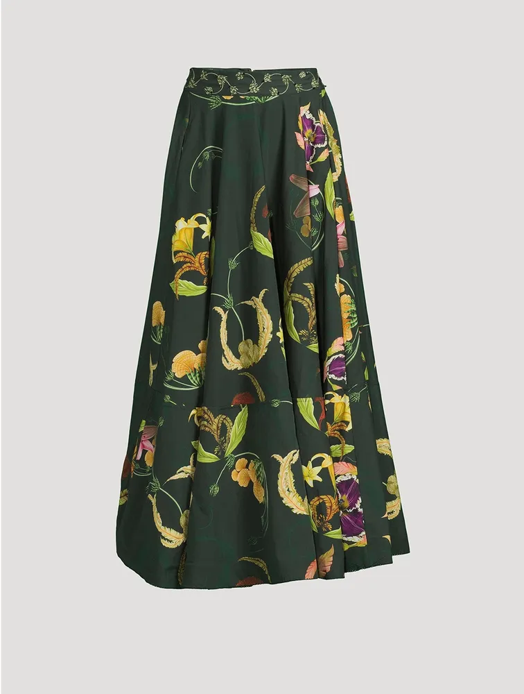 Bergamota Marina Embellished Maxi Skirt Floral Print
