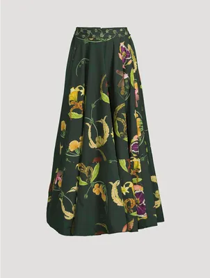 Bergamota Marina Embellished Maxi Skirt Floral Print