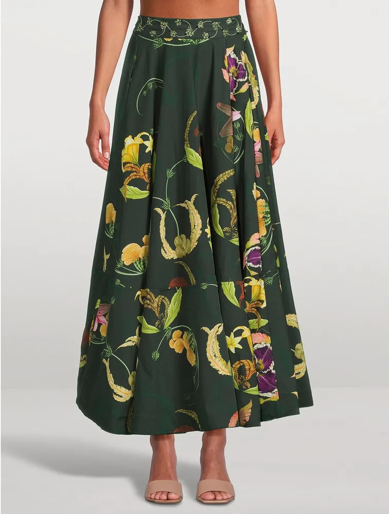 Bergamota Marina Embellished Maxi Skirt Floral Print