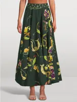 Bergamota Marina Embellished Maxi Skirt Floral Print