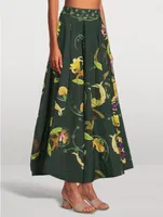 Bergamota Marina Embellished Maxi Skirt Floral Print