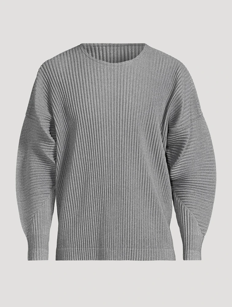 Heather Pleats Long-Sleeve T-Shirt