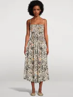 Ava Cotton Midi Dress Marbled Print