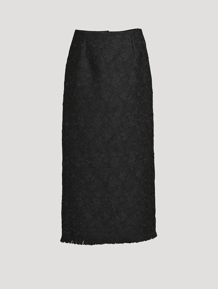 Gardenia Embroidered Tweed Pencil Skirt