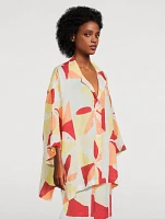 Linen Shirt Sunset Tile Print