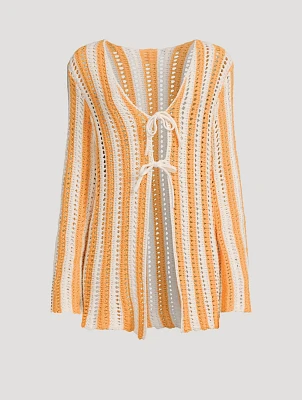 Knit Tie-Front Top Golden Stripe