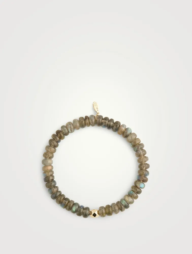 Bohème 14K Gold Labradorite Rondelle Beaded Bracelet