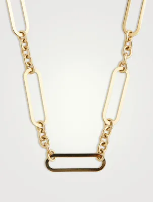 14K Gold Open Link Paper Clip Chain Necklace
