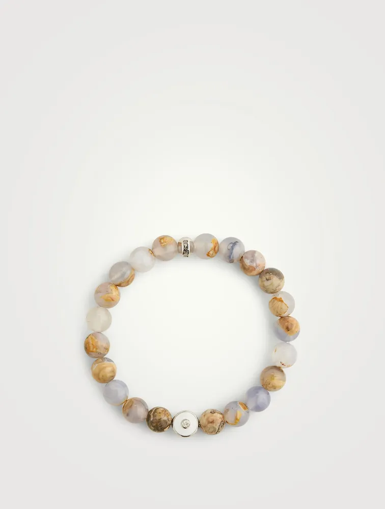 Jac + Jo Silver Soul Round Eye Chalcedony Enamel Beaded Bracelet