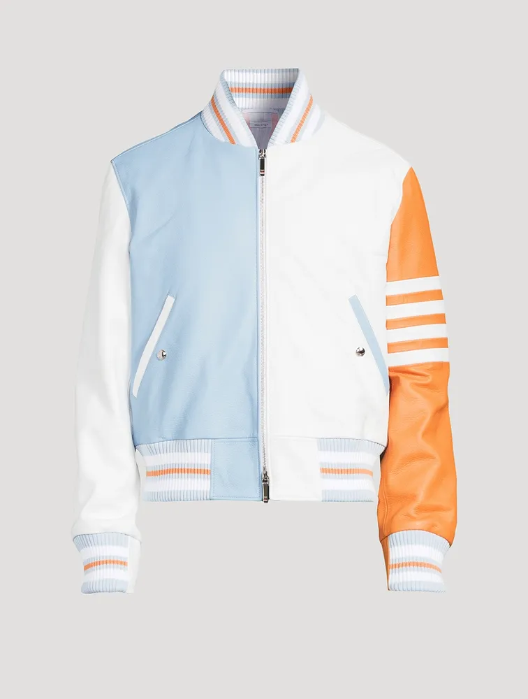Lamb Grained Leather Bomber Jacket