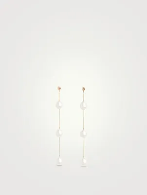 14K Gold Triple Baroque Pearl Earrings