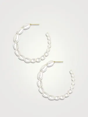 14K Gold Gradual Keshi Pearl Large Hoop Earrings