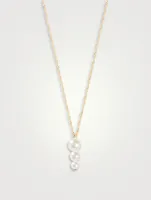 14K Gold Triple Pearl Pendant Necklace