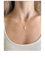 14K Gold Triple Pearl Pendant Necklace