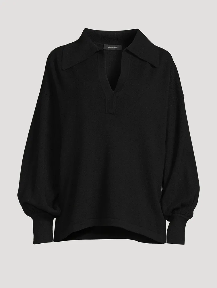 Mina Cashmere Polo Sweater