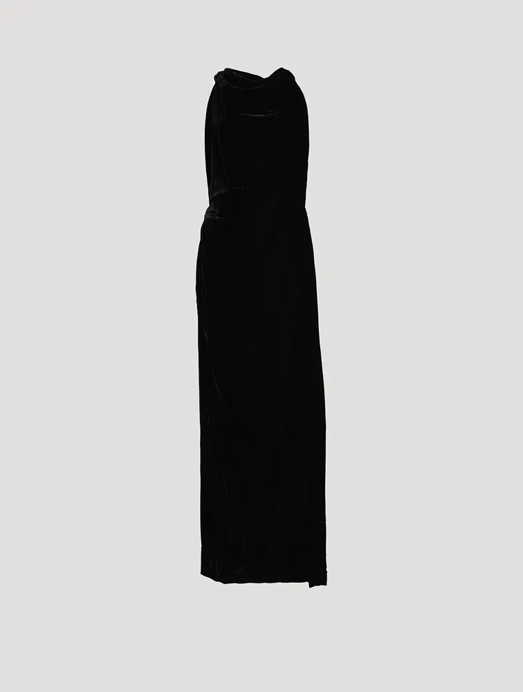 Faye Backless Twist Velvet Maxi Dress