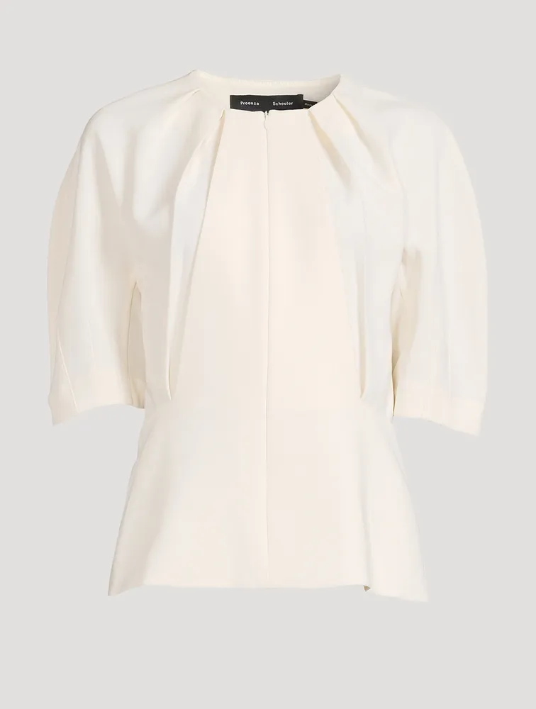 Georgia Puff-Sleeve Crepe Blouse