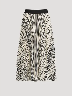 Korine Pleated Midi Skirt Stripe Print