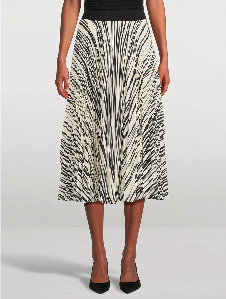 Korine Pleated Midi Skirt Stripe Print