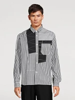Cotton Patchwork Shirt Striped Print