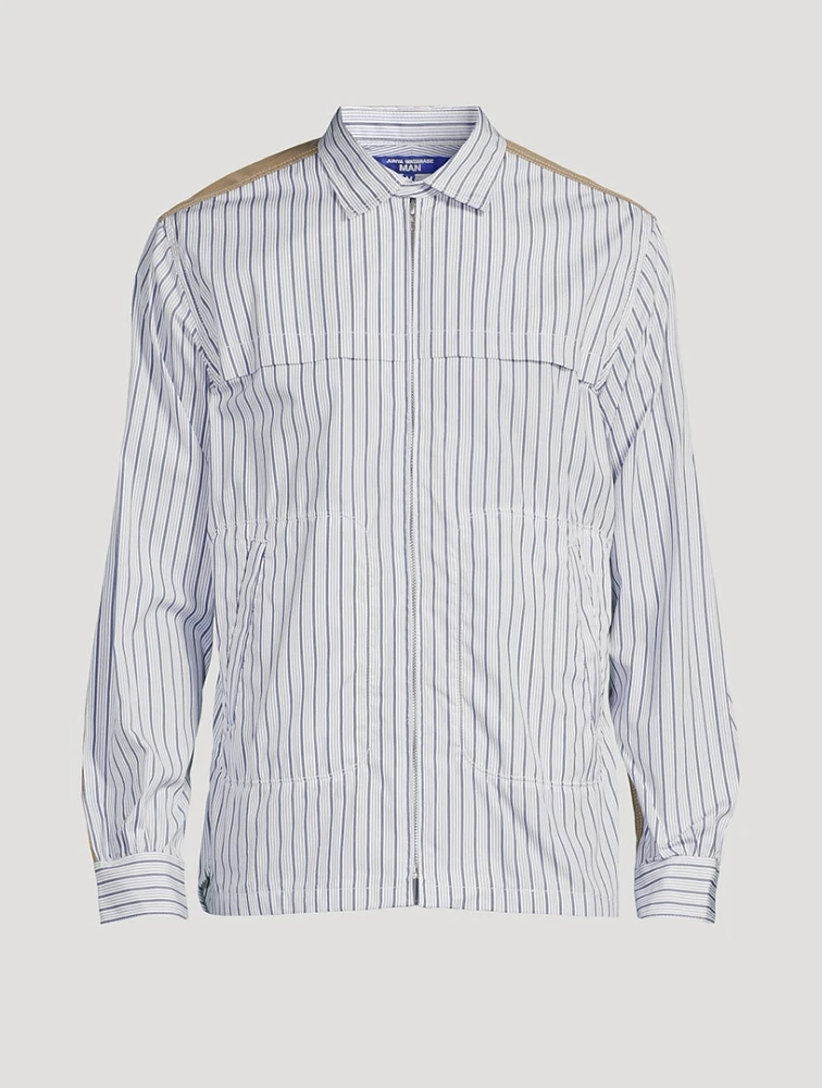 Cotton Zip Shirt Striped Print