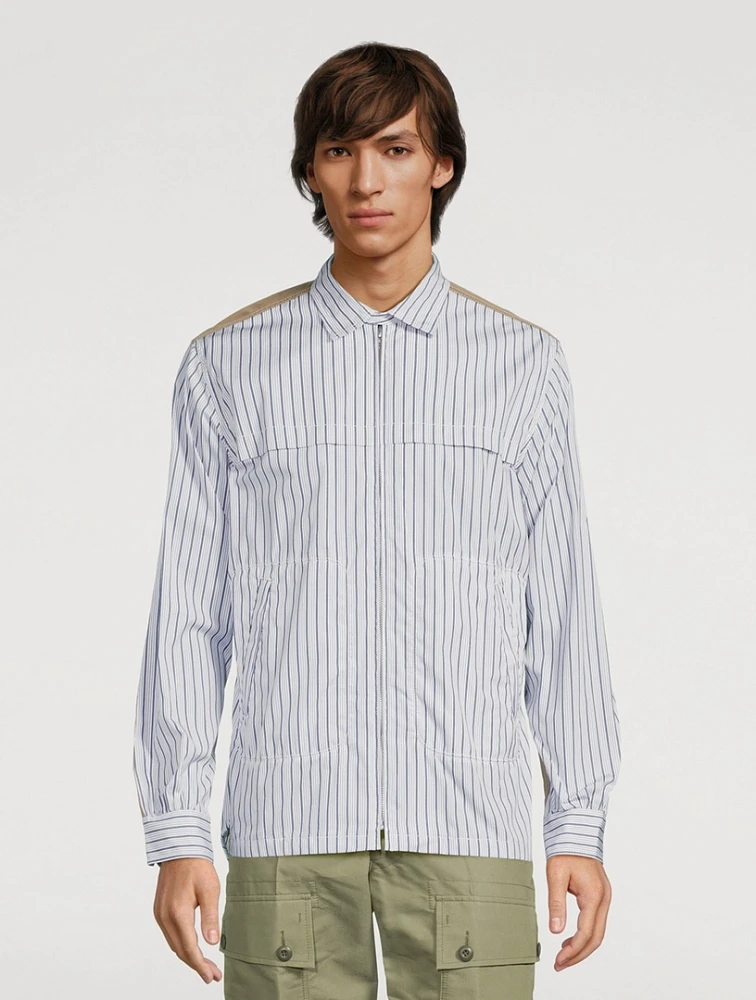Cotton Zip Shirt Striped Print