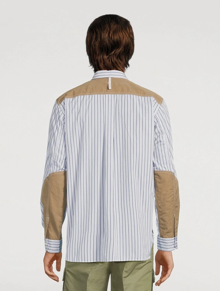 Cotton Zip Shirt Striped Print