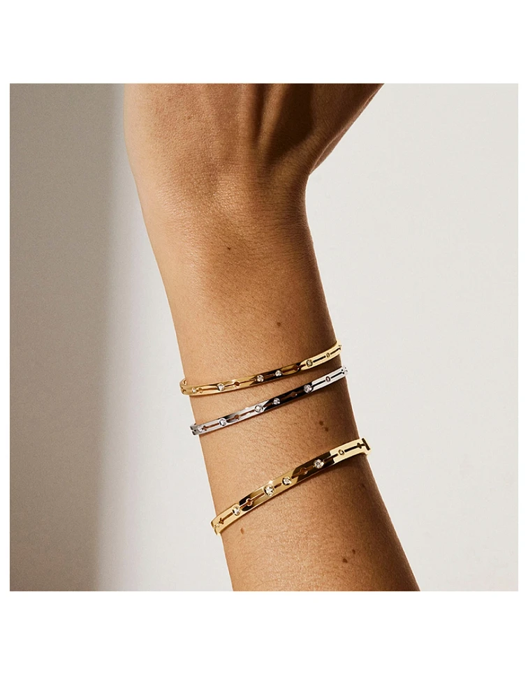 Small Pulse 18K Gold Bracelet With Diamonds