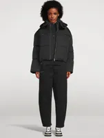 Flower-Warmth Recycled Nylon Cropped Puffer Jacket
