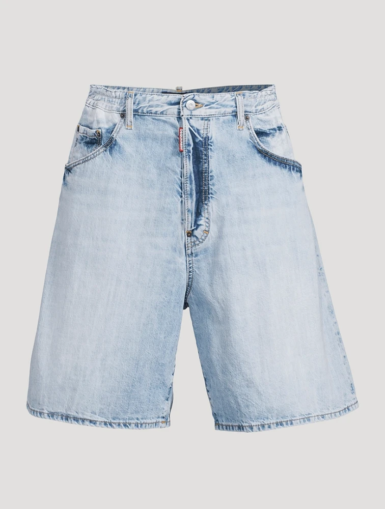 Washed Denim Shorts