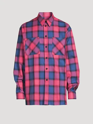 Cotton Oversized Shirt Check Print