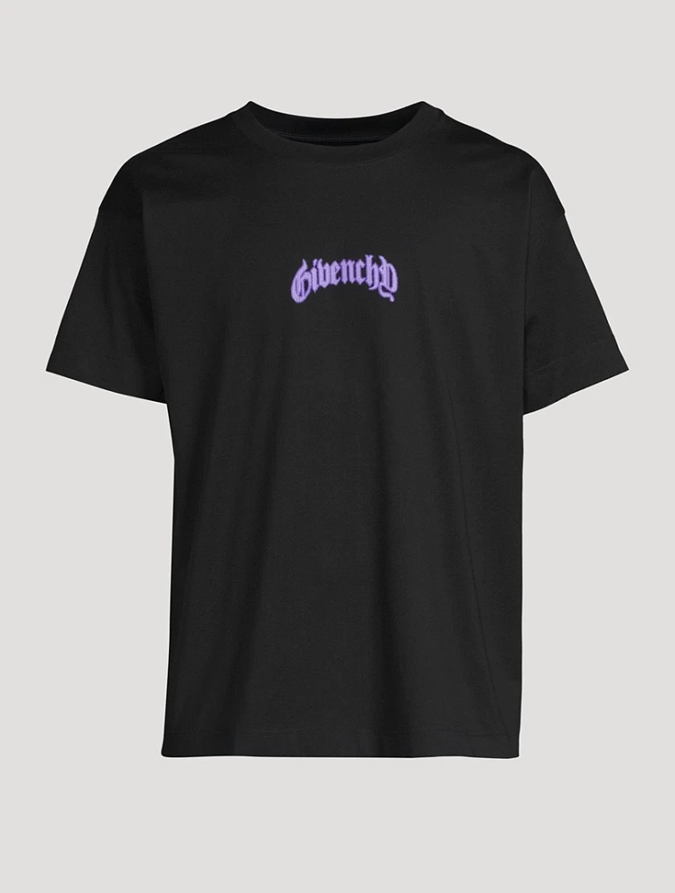 Cotton T-Shirt With Reflective Artwork