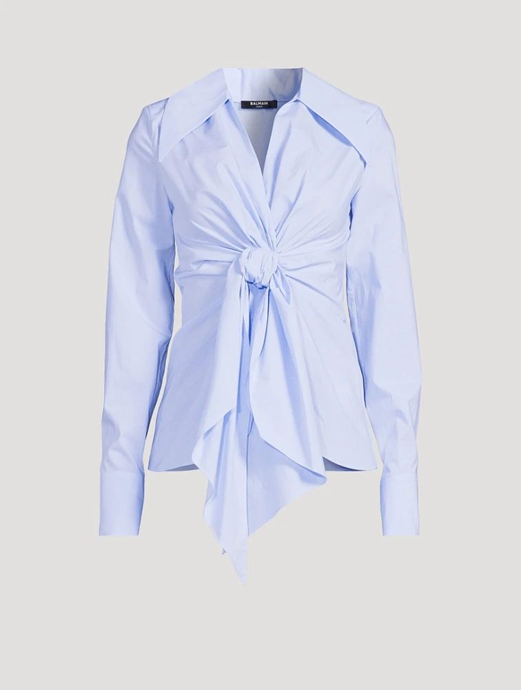 Tie-Front Poplin Shirt
