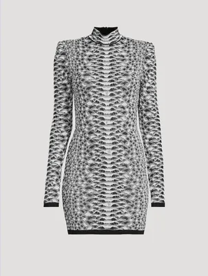 Snakeskin-Embossed Knit Mini Dress