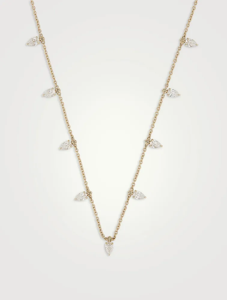 Luxe 14K Gold Droplet Necklace With Pear Diamonds
