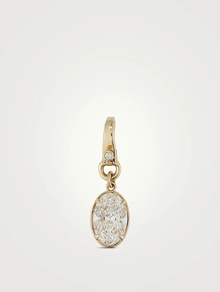 14K Gold Medallion With Oval Diamond