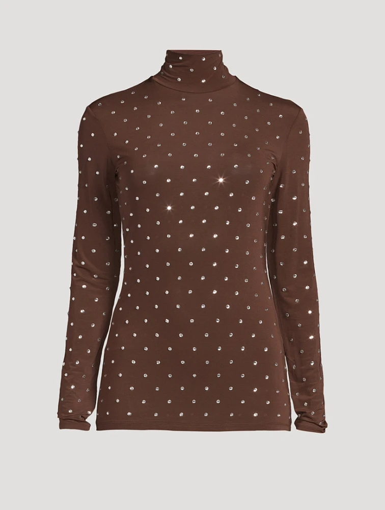 Crystal-Embellished Turtleneck Top