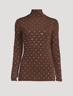 Crystal-Embellished Turtleneck Top