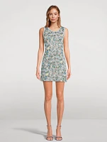 Floral Jacquard Lurex Mini Dress