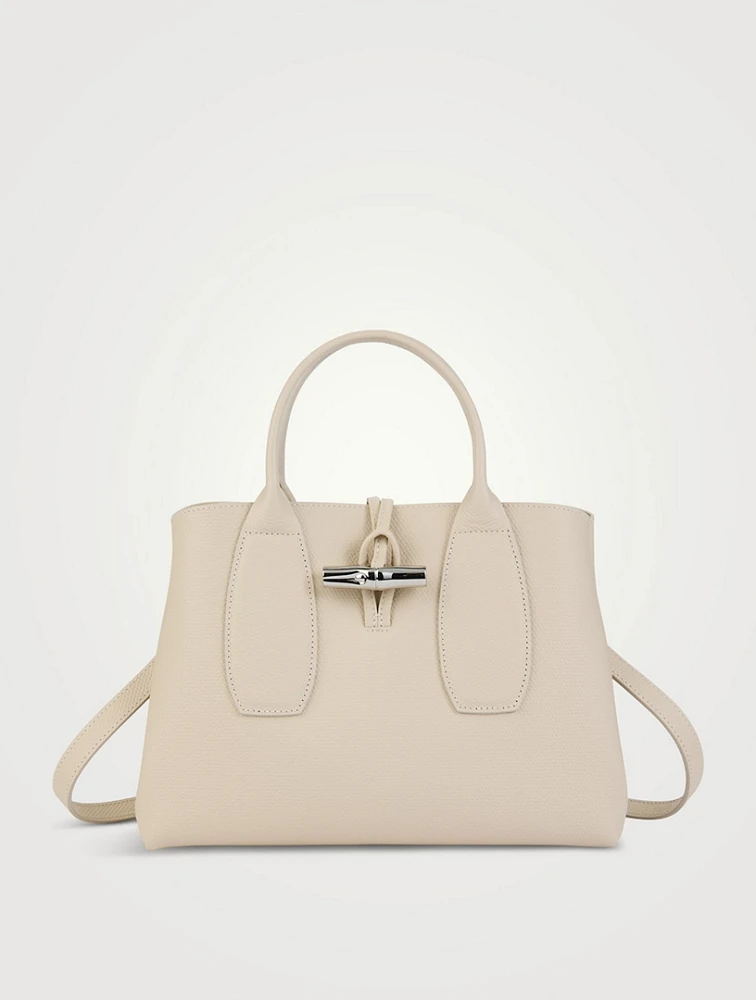 Medium Roseau Leather Top Handle Bag