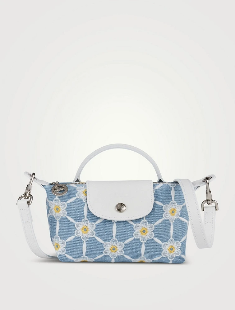 Le Pliage Collection Embroidered Top Handle Bag