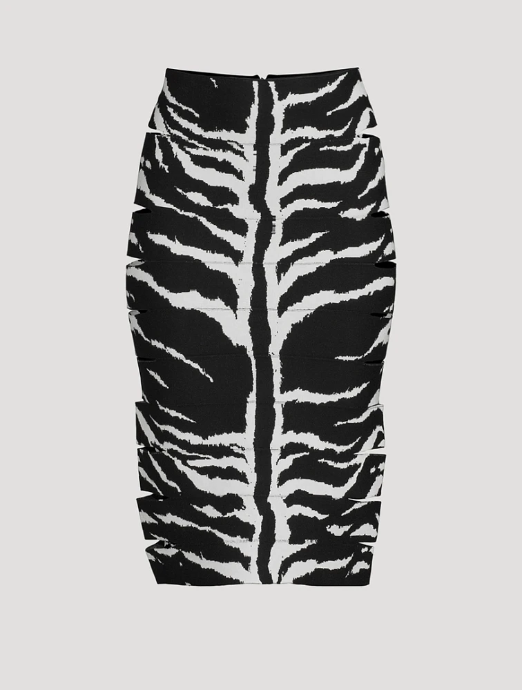 Animal Jacquard Cut-Out Pencil Skirt
