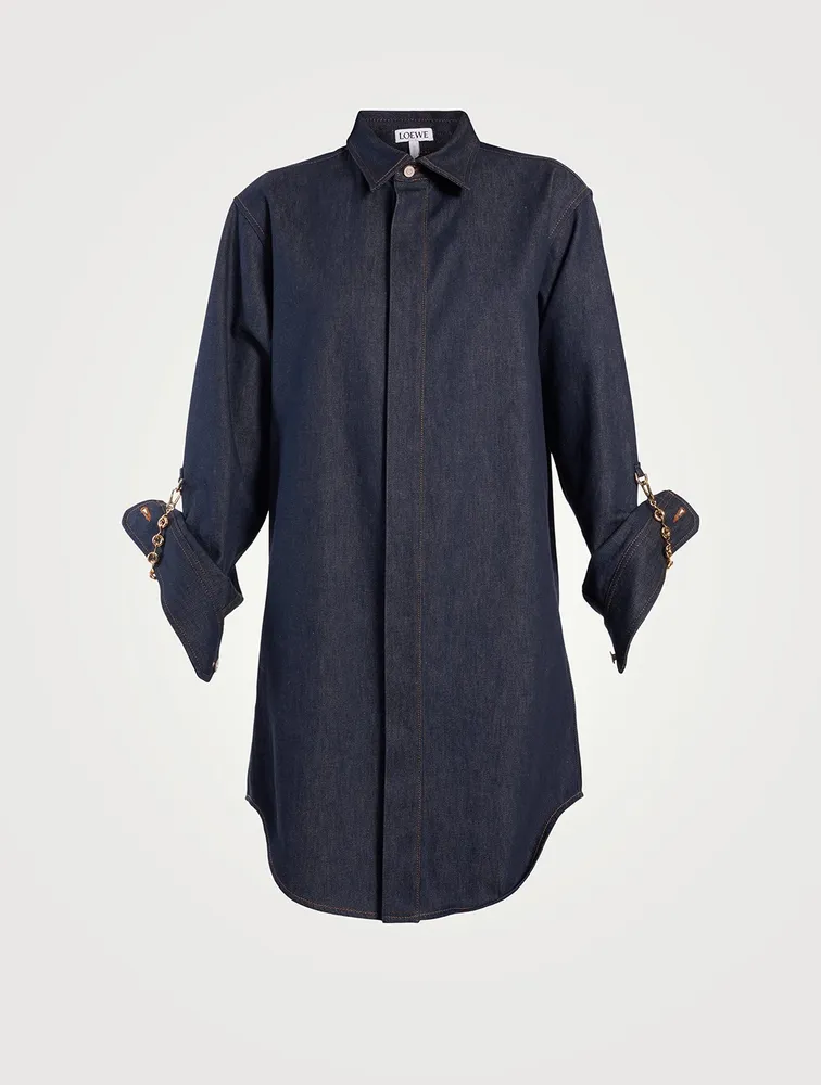 Chain-Trimmed Denim Shirt