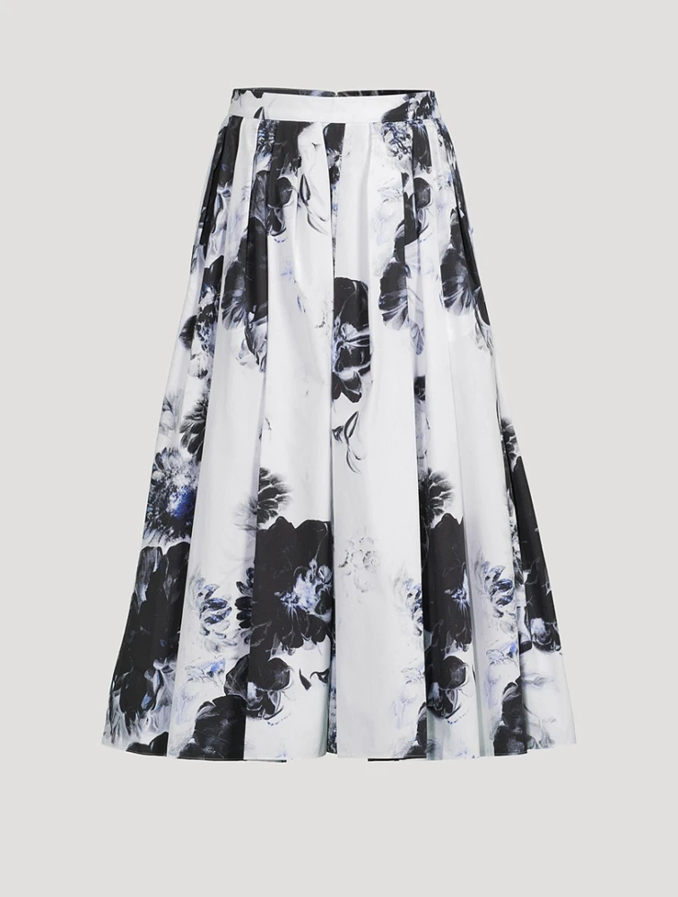 Pleated Midi Skirt Chiaroscuro Print